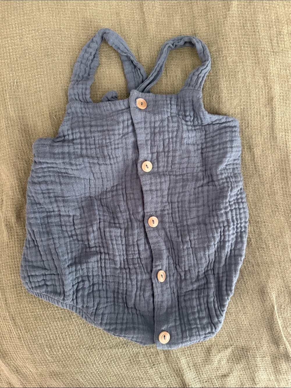 Soft Cotton Muslin Kids One-Piece Romper in Slate Blue